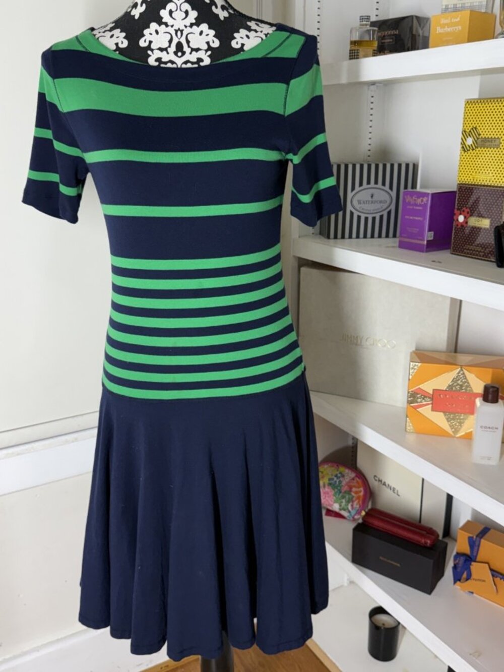 90's Lauren Ralph Lauren Lined Cotton MP Pleat Drop Waist Striped